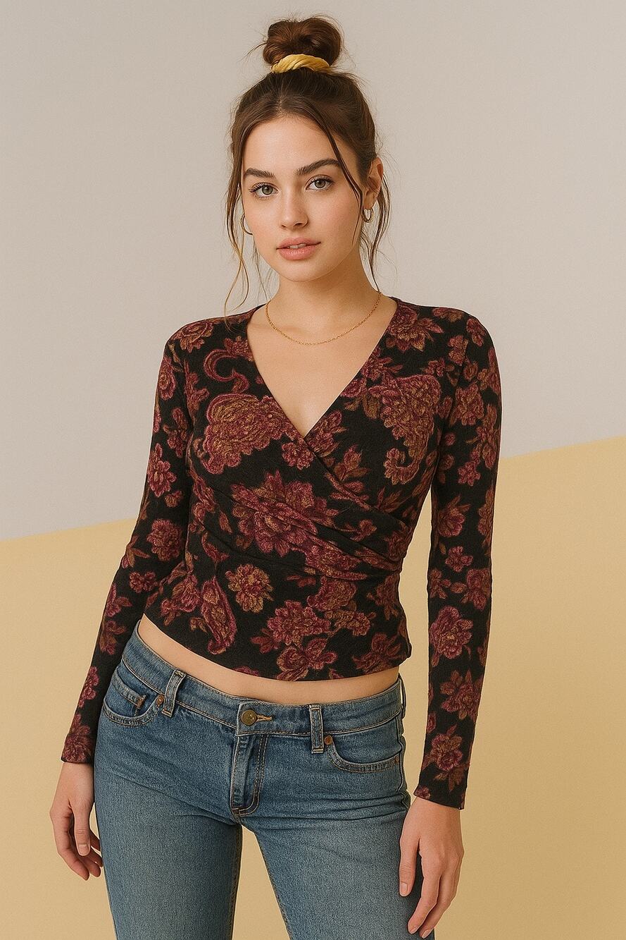 Y2K Metaphor Dark Romantic Fairygrunge Textured Floral Blouse Size M